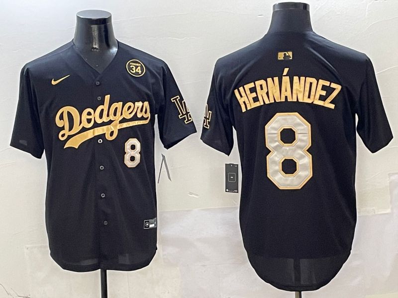 Men Los Angeles Dodgers 8 Hernandez Black Gold Game Nike 2025 MLB Jersey style 7